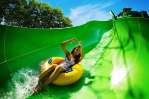 girl on whitewater raft slide