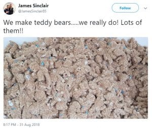 James Sinclair Teddytastic tweet