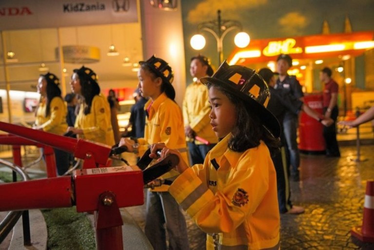 KidZania young fire fighters in action