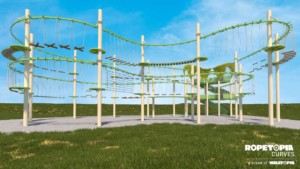ropetopia curves, new ropes course innovation by walltopia