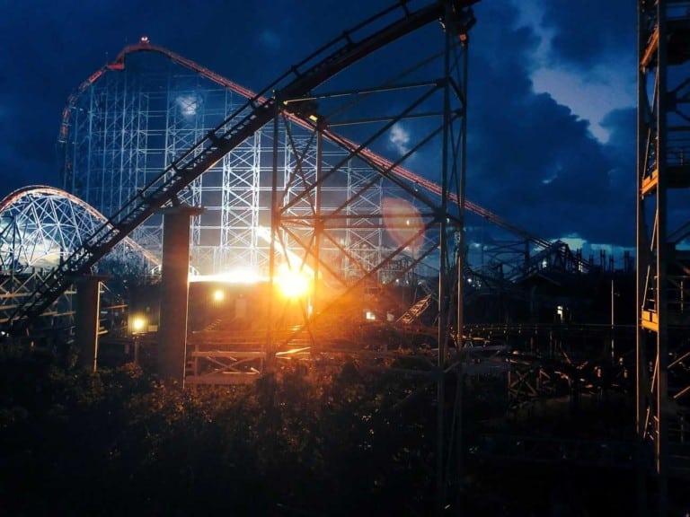 View of The Big One from the Big Blue Hotel at Blackpool Pleasure Beach