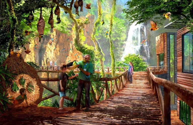 Concept art for World of Birds area at San Antonio Zoo