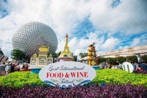 Epcot International Food and Wine Festival 2018 Entrance Signage Epcot World Showcase seasonal festivals