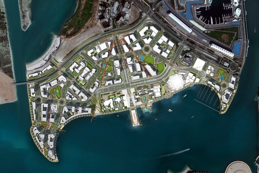 aerial photo of Yas Island Bay 