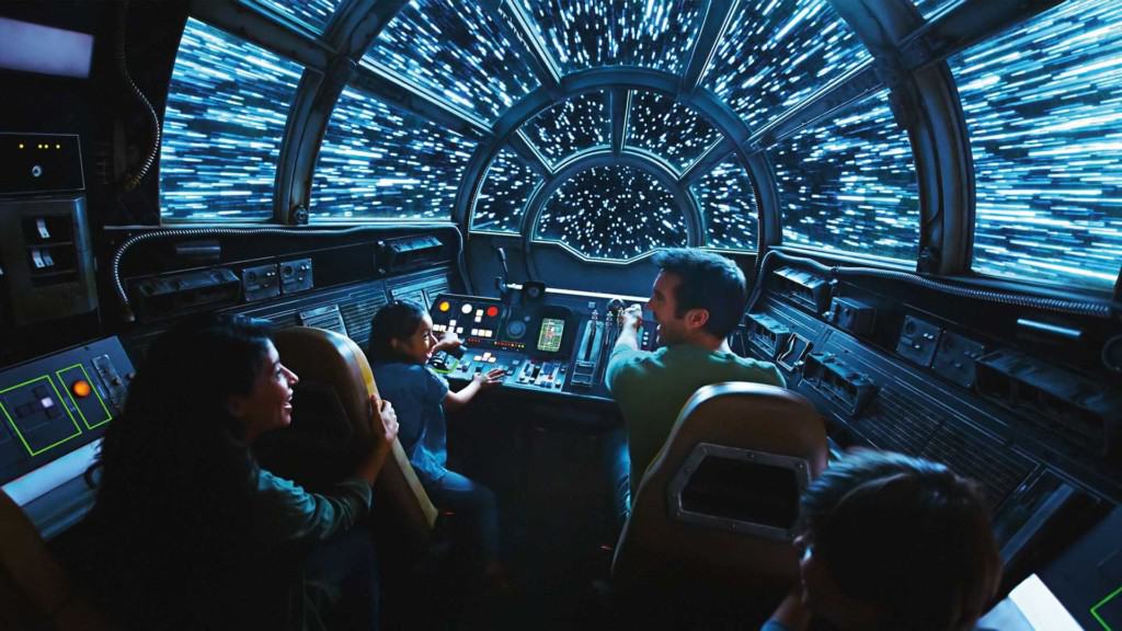 Guests on the Millennium Falcom at Star Wars: Galaxy's Edge