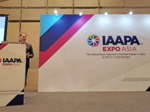 JRA's Shawn McCoy speaking at IAAPA Expo Asia back in June