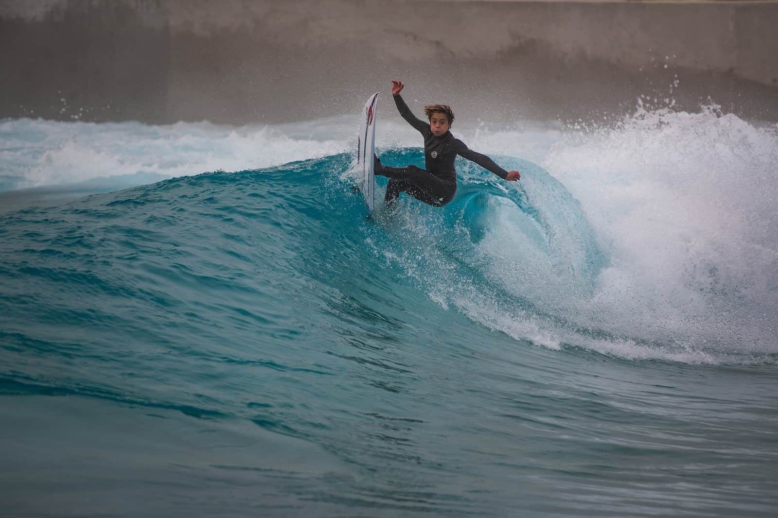 young surfer at The Wave, Bristol's new inland surfing destination