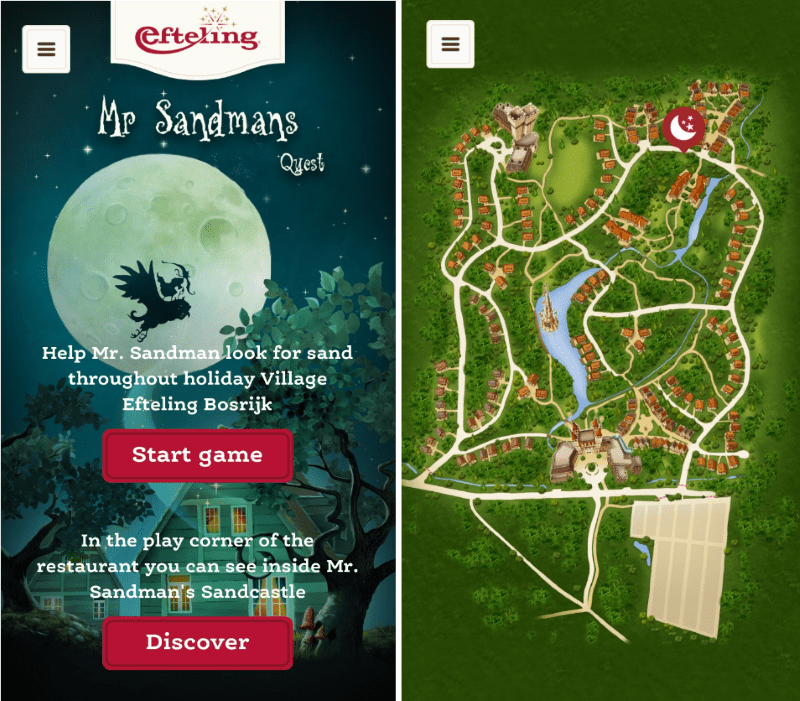 screenshots from Efteling's Mr Sandmans Quest app