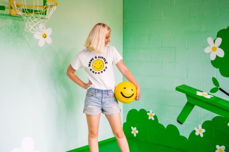 Woman standing in childhood play room at Museum of Memories in Mall of America