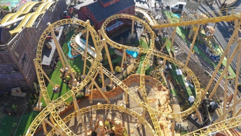 Paultons Park Tornado Springs under contruction - the attraction is delayed until 2021 due to coronavirus