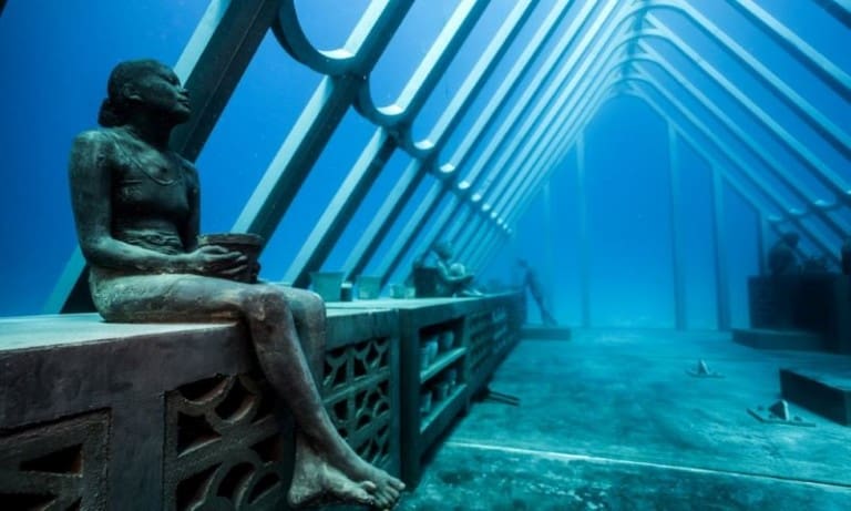 MOUA underwater greenhouse and statue