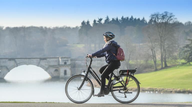 Molly on electric bike, blenheim palace