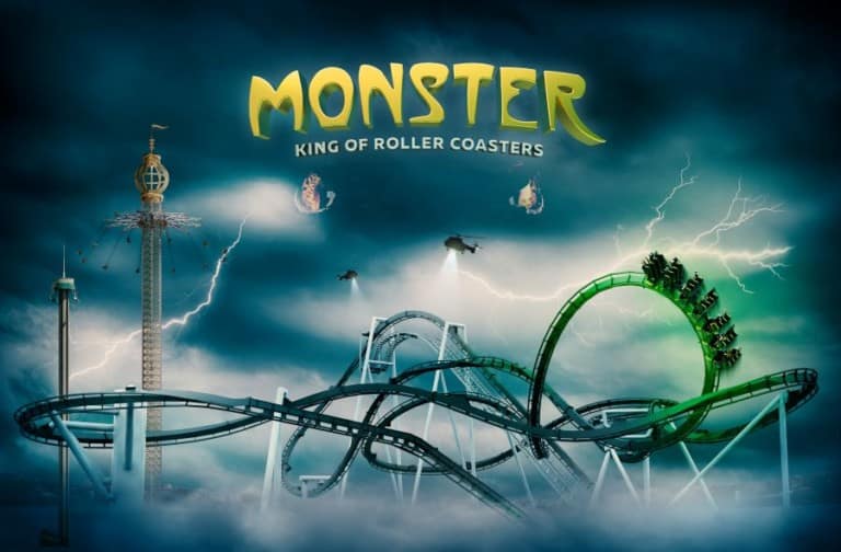 Concept art for monster roller coaster at grona lund