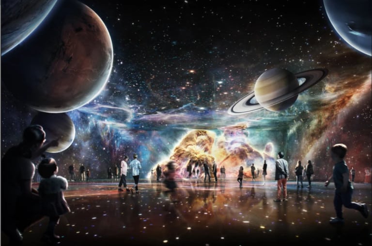 Artist impression of Parramatta Powerhouse's 360-degree immersive screen space.