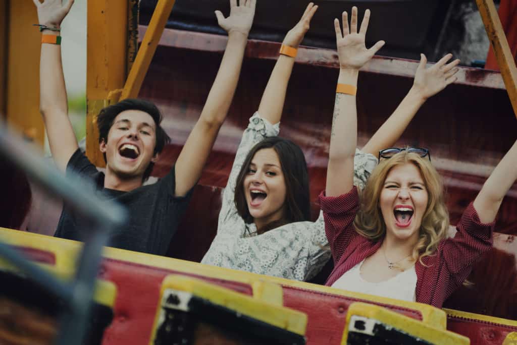 Young-people-on-rollercoaster