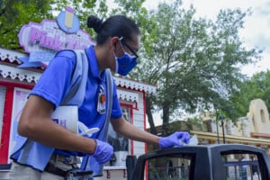 Staff cleaning at Six Flags Over Texas