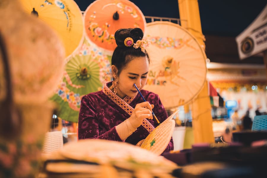 Global Village painting parasols