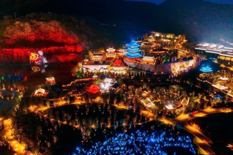 Jiangsu Expo Park with projections on the hillside using Christie laser projectors