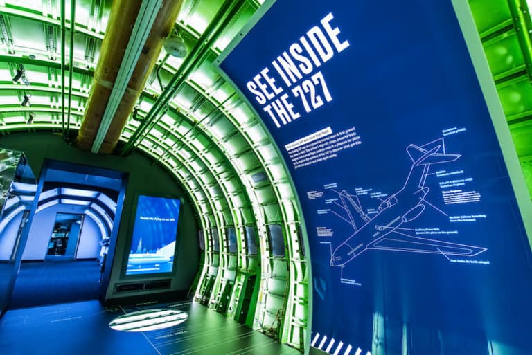 MSI Chicago exhibit - hallway with 727 blueprint