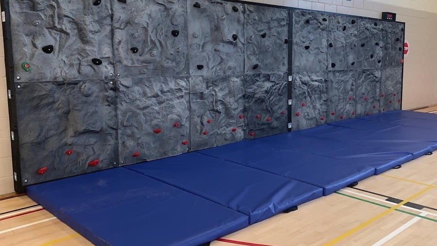 Horizontal climbing wall in Stoneyburn Community center