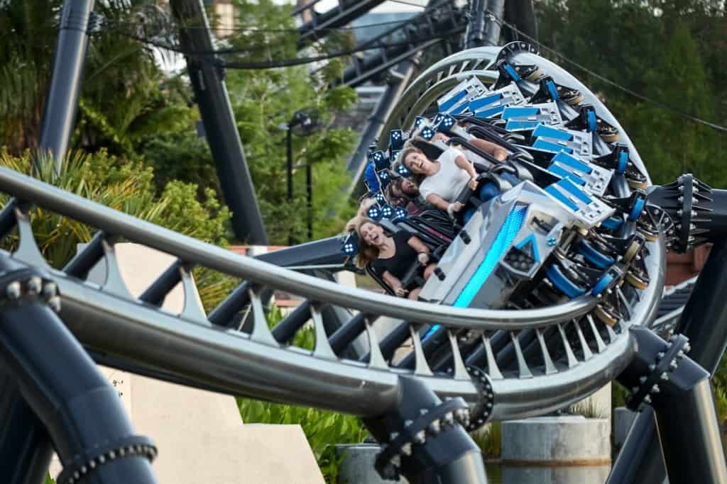 Guests on Velocicoaster at Islands of Adventure Universal Studios Orlando