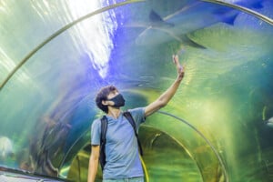 Aquarium-visitor-in-mask