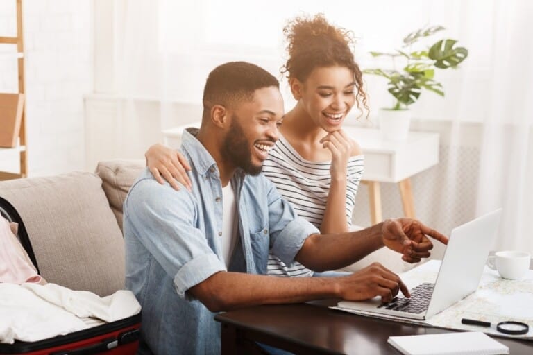 Convious Laptop Couple Stock Image