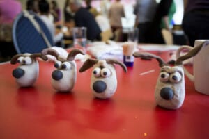 Gromit made of clay at Aardman away day
