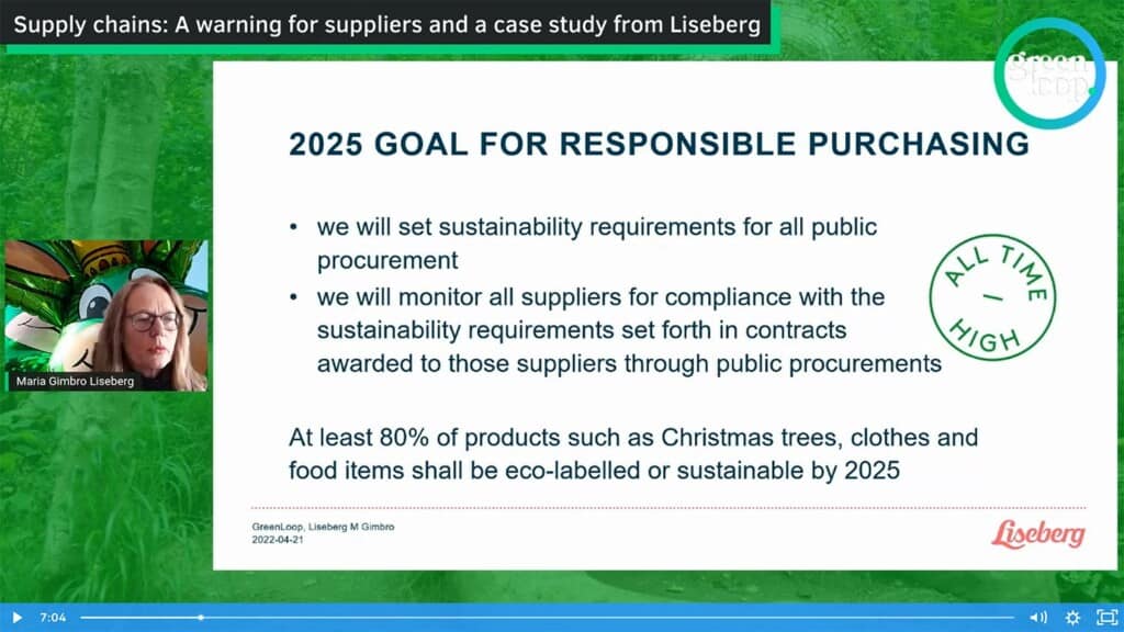 Maria Gimbro from Liseberg discusses responsible purchasing at greenloop