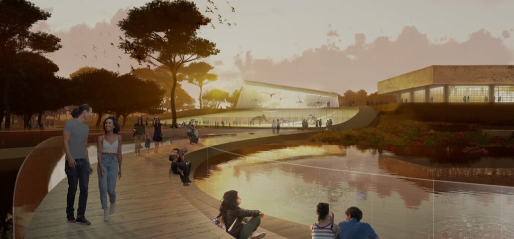 La Brea Tar Pits rendering bridge view