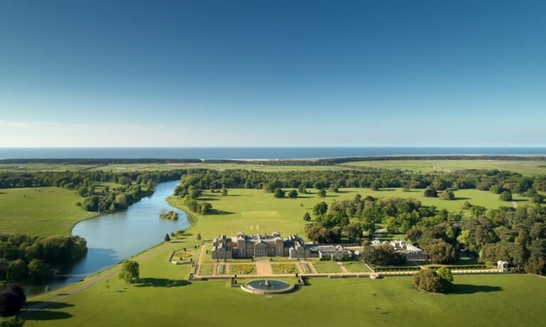 Holkham Hall Norfolk coastline aerial photo