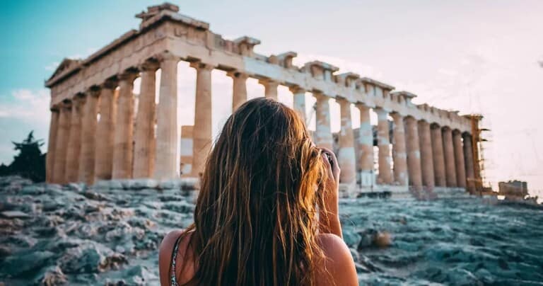 tourist at parthenon