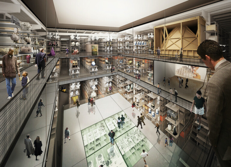 Internal render view of the central collection hall in V&A East Storehouse at Here East, designed by Diller Scofidio + Renfro © Diller Scofidio + Renfro, 2018