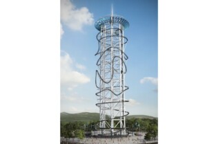 Polercoaster concept art vertical tower coaster by Martin & Vleminckx