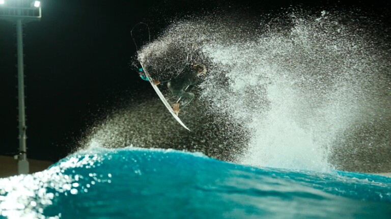 Luke Swanson surfing at Wave Park, South Korea. Wavegarden