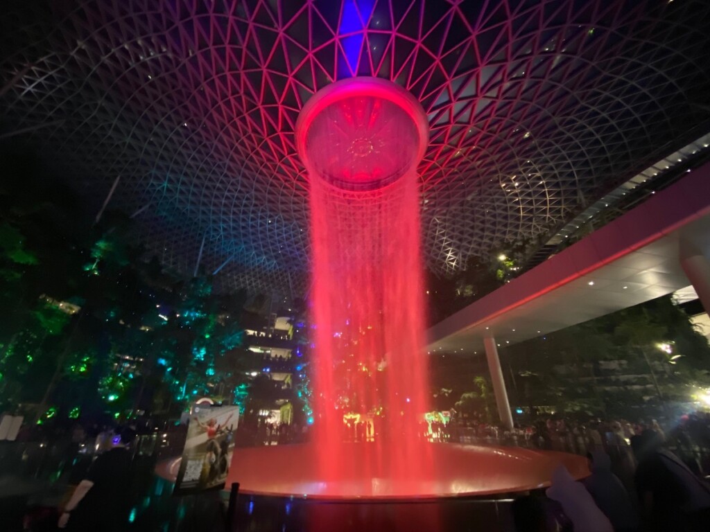 Retailtainment at Jewel at Changi Airport in Singapore HSBC Vortex fountain