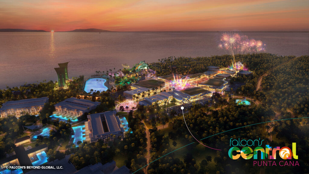 Concept art for Falcon's Central entertainment district in the Dominican Republic, Caribbean 