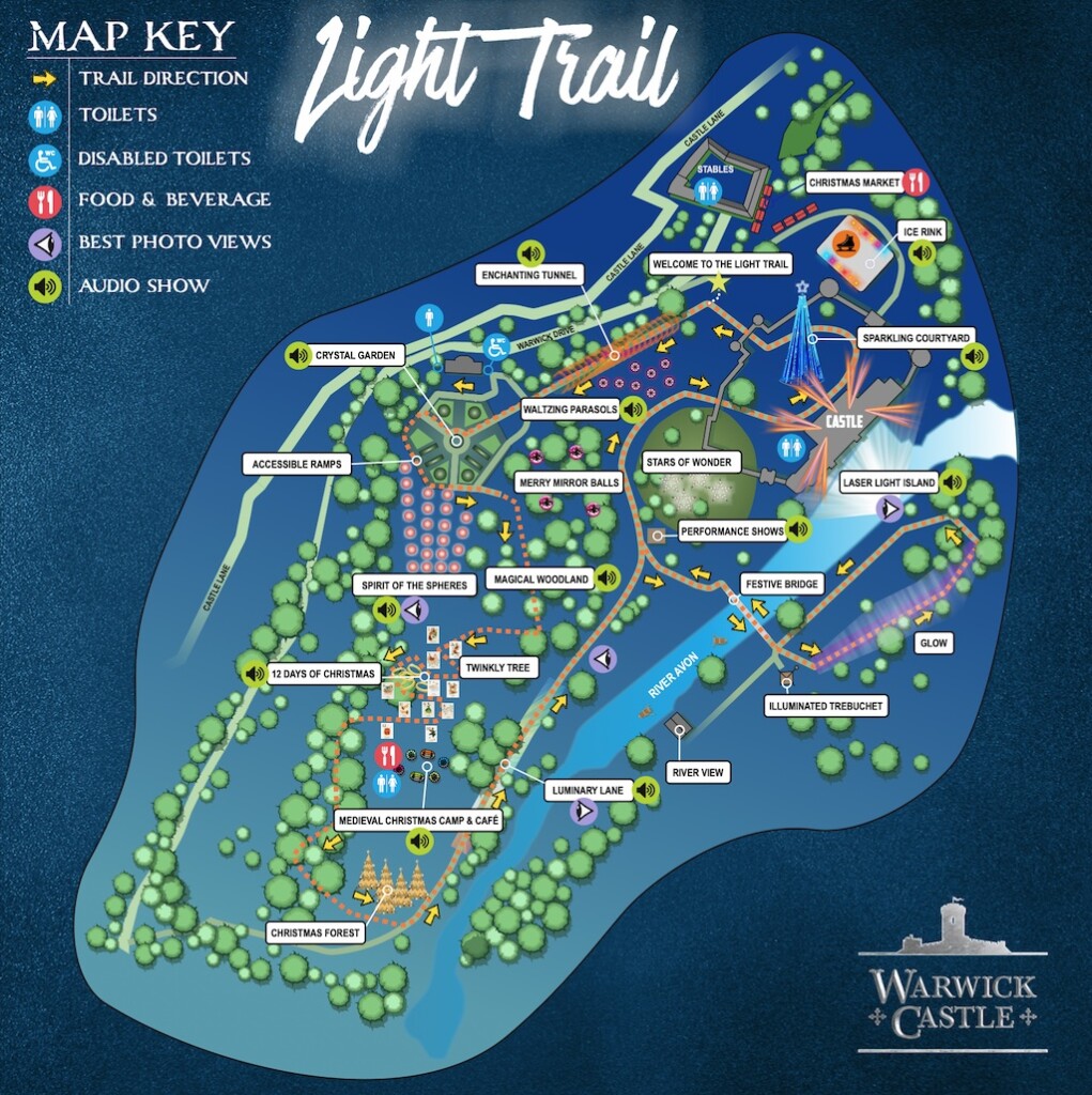 Light trail map Warwick Castle T3