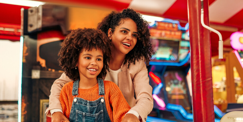 family at arcade