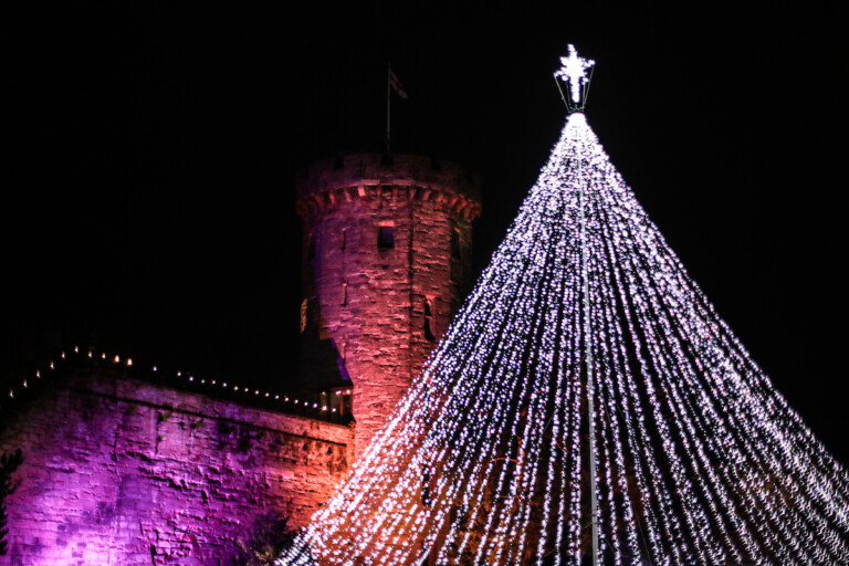 Christmas lights at Warwick Castle