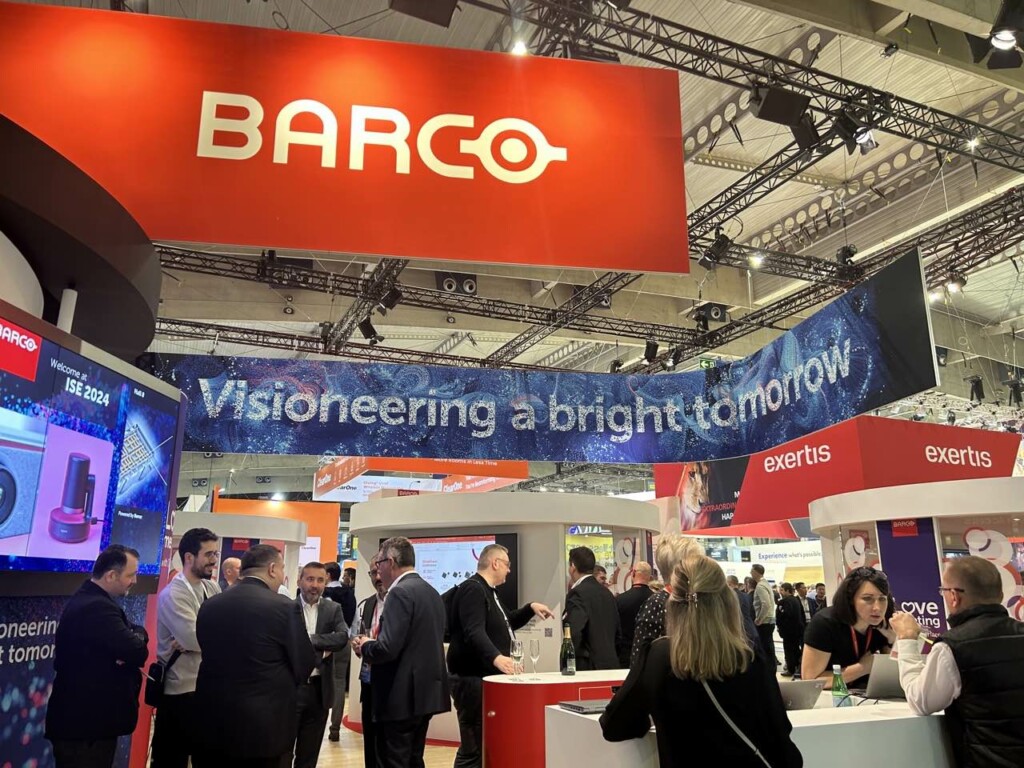 people on the Barco ISE booth