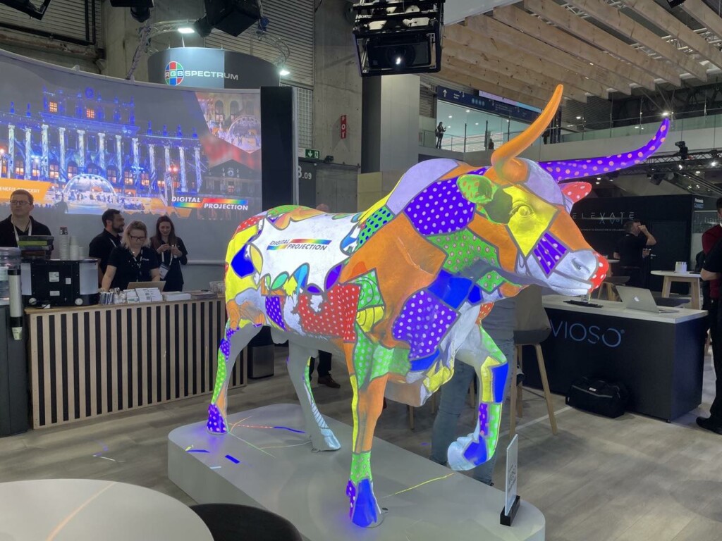 projection mapped bull at Digital Projection ISE booth
