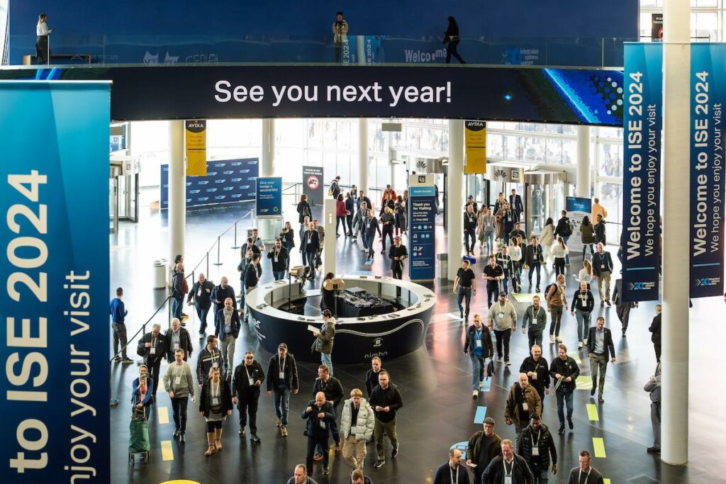 People enter the Integrated Systems Europe trade show