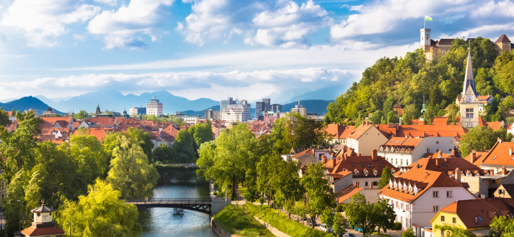Panorama of Ljubljana, Slovenia, Europe.