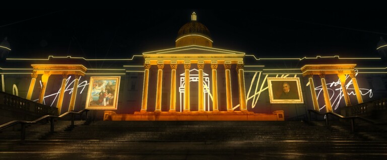 The National Gallery frontage lightshow render Courtesy of Visual Edge Media nVisible Productions