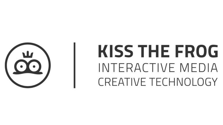 Kiss the Frog logo. Interactive media, creative technology.