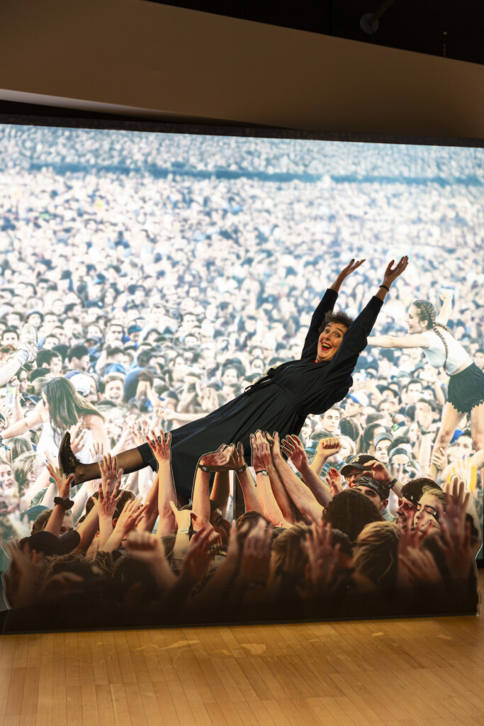 Crowdology exhibtiion crowd surfing